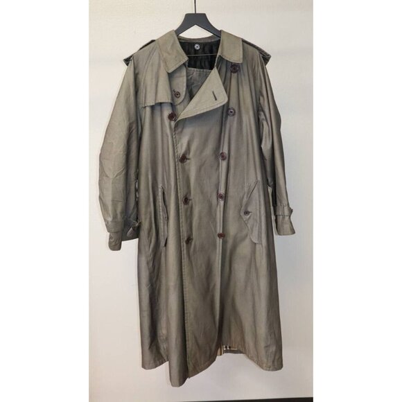 Vintage 80s Burberrys Lined Trench Coat Mouse Gray Unisex London Cotton